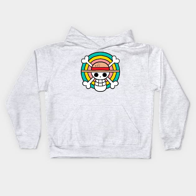 Jolly Roger Rainbow Kids Hoodie by malbatross